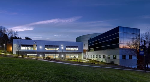 Neumann University campus at dusk