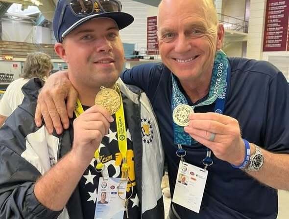Patrick Fry with Rowdy Gaines