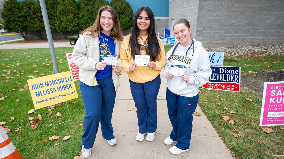 Nursing students offered blood pressure screening to voters